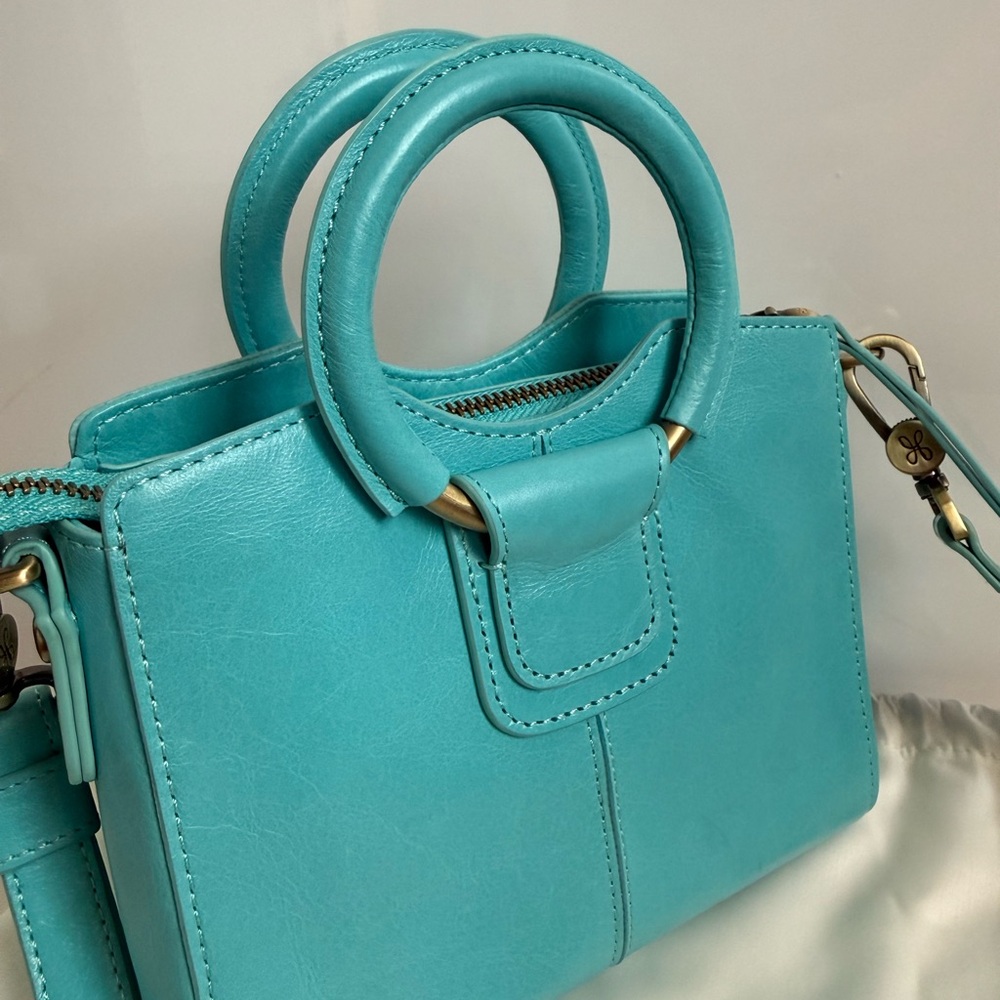 HOBO NWOT Heidi Mini Satchel Leather Handbag Tiffany Blue - Picture 3 of 12